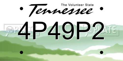 4P49P2 Tennessee License Plate