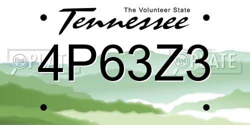 4P63Z3 Tennessee License Plate