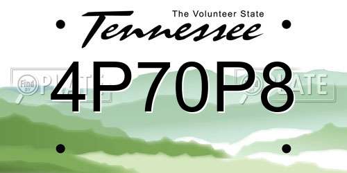 4P70P8 Tennessee License Plate