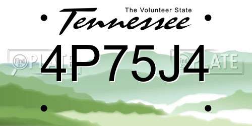 4P75J4 Tennessee License Plate