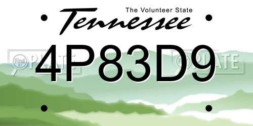 4P83D9 Tennessee License Plate