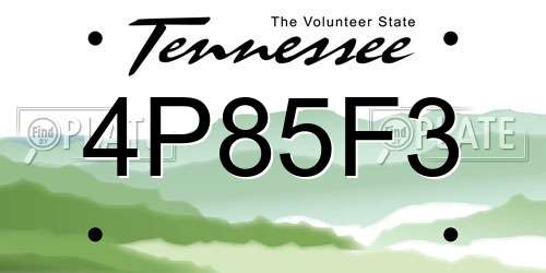 4P85F3 Tennessee License Plate