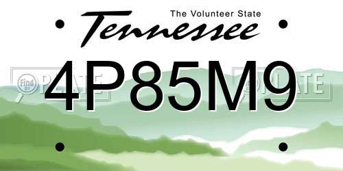 4P85M9 Tennessee License Plate