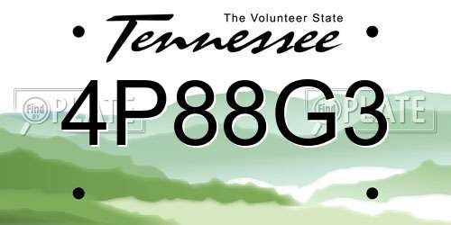 4P88G3 Tennessee License Plate