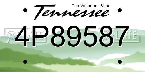 4P89587 Tennessee License Plate
