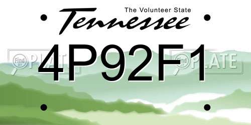 4P92F1 Tennessee License Plate