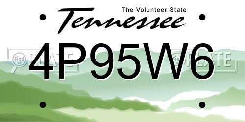 4P95W6 Tennessee License Plate