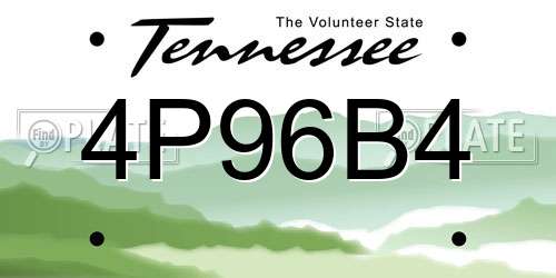 4P96B4 Tennessee License Plate