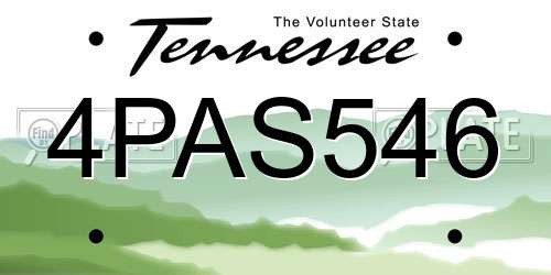 4PAS546 Tennessee License Plate