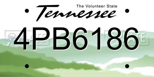 4PB6186 Tennessee License Plate