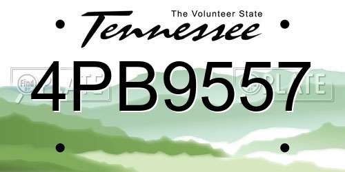4PB9557 Tennessee License Plate