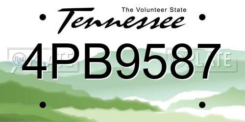 4PB9587 Tennessee License Plate