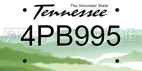 4PB995 Tennessee License Plate