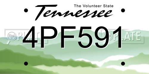4PF591 Tennessee License Plate
