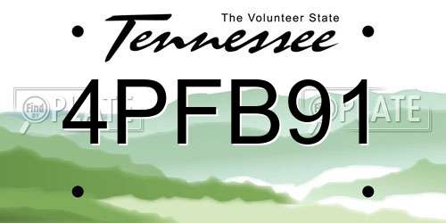 4PFB91 Tennessee License Plate