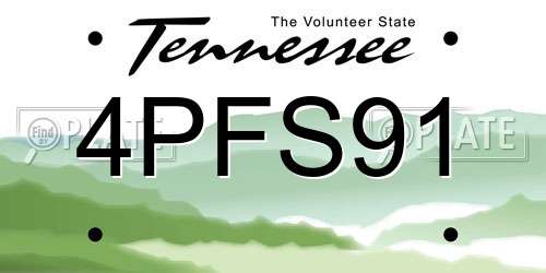 4PFS91 Tennessee License Plate
