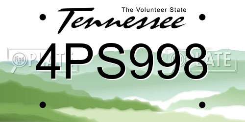 4PS998 Tennessee License Plate
