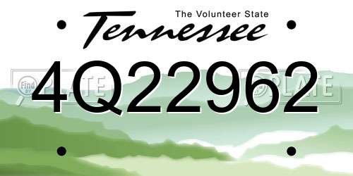 4Q22962 Tennessee License Plate