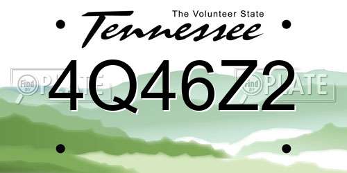 4Q46Z2 Tennessee License Plate