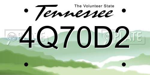 4Q70D2 Tennessee License Plate