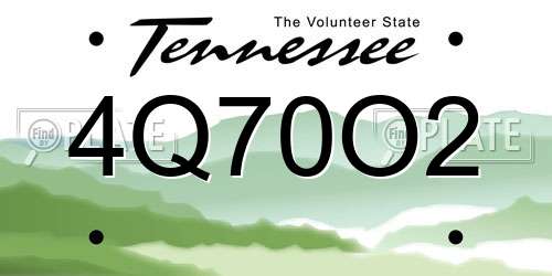 4Q70O2 Tennessee License Plate