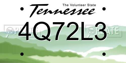 4Q72L3 Tennessee License Plate