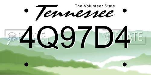 4Q97D4 Tennessee License Plate