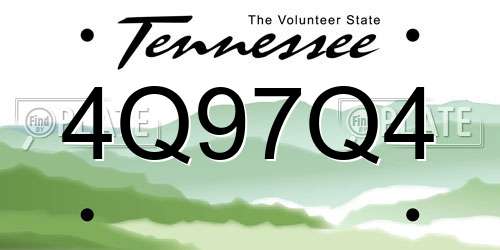 4Q97Q4 Tennessee License Plate