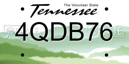 4QDB76 Tennessee License Plate