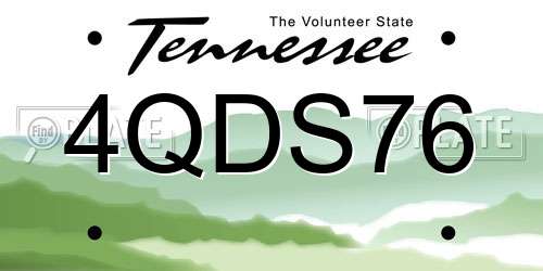 4QDS76 Tennessee License Plate
