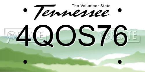 4QOS76 Tennessee License Plate
