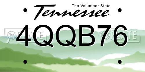 4QQB76 Tennessee License Plate