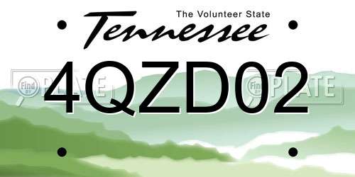 4QZD02 Tennessee License Plate