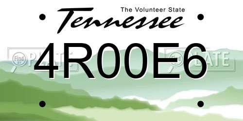 4R00E6 Tennessee License Plate