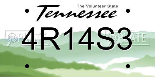 4R14S3 Tennessee License Plate