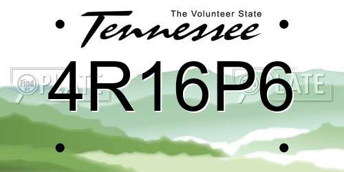 4R16P6 Tennessee License Plate