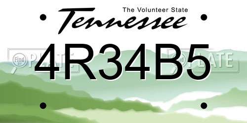 4R34B5 Tennessee License Plate