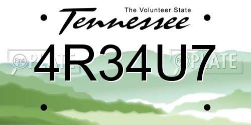 4R34U7 Tennessee License Plate