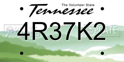 4R37K2 Tennessee License Plate