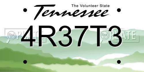 4R37T3 Tennessee License Plate