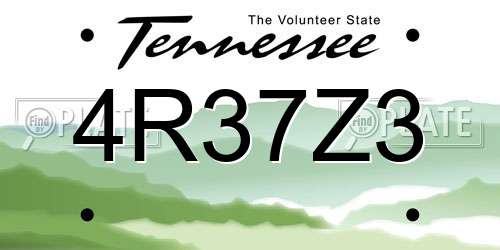 4R37Z3 Tennessee License Plate