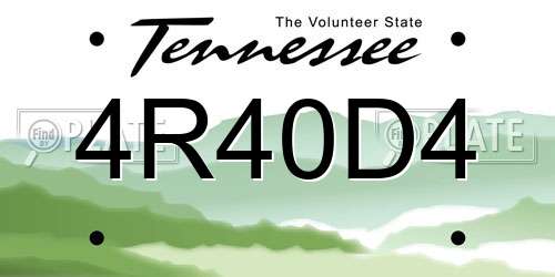 4R40D4 Tennessee License Plate