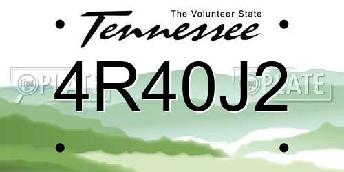 4R40J2 Tennessee License Plate