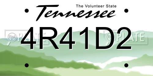 4R41D2 Tennessee License Plate