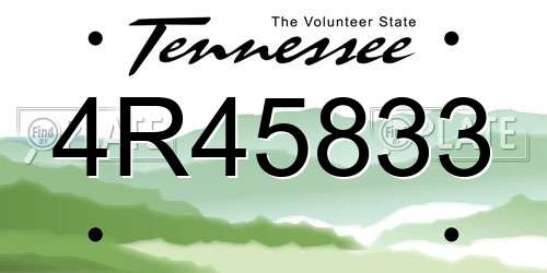 4R45833 Tennessee License Plate