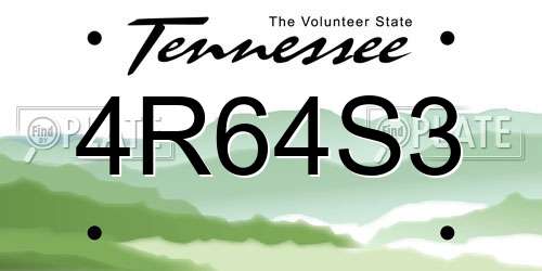 4R64S3 Tennessee License Plate