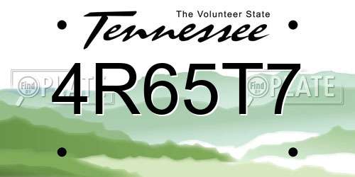 4R65T7 Tennessee License Plate