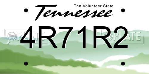 4R71R2 Tennessee License Plate