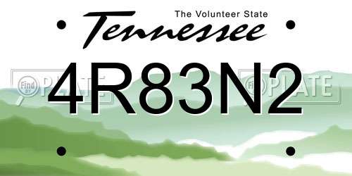 4R83N2 Tennessee License Plate