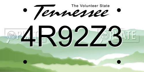 4R92Z3 Tennessee License Plate